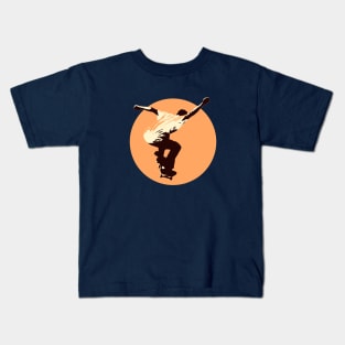 Skateboarding Orange Sun Kids T-Shirt